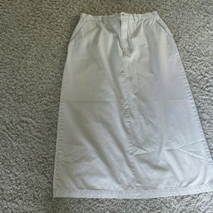 Eddie Bauer midlength, light tan skirt